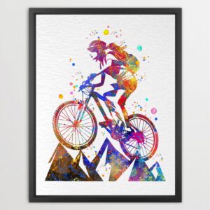 Dignovel Studios Unframed Bike Cyclist Woman Girl Sport Watercolor Art Print Outdoor Living Affirmation Inspirational Home Office Home Hanging DN1047