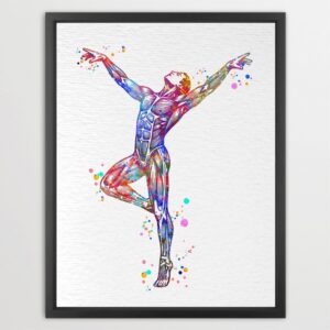 Dignovel Studios Unframed Dancer Man Anatomy Muscle Watercolor Art Print Medical Science Kinesiology Illustration Home Office Home Hanging DN1049