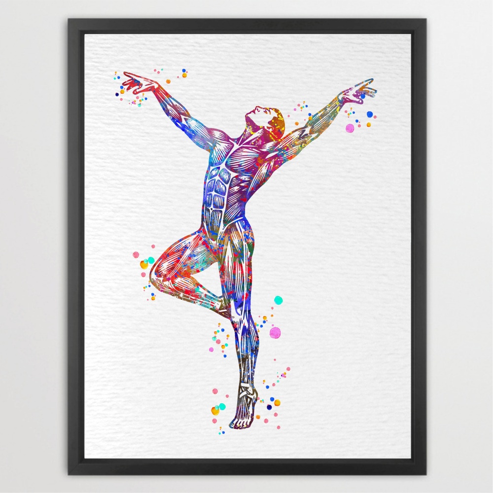 Dignovel Studios Unframed Dancer Man Anatomy Muscle Watercolor Art Print Medical Science Kinesiology Illustration Home Office Home Hanging DN1049
