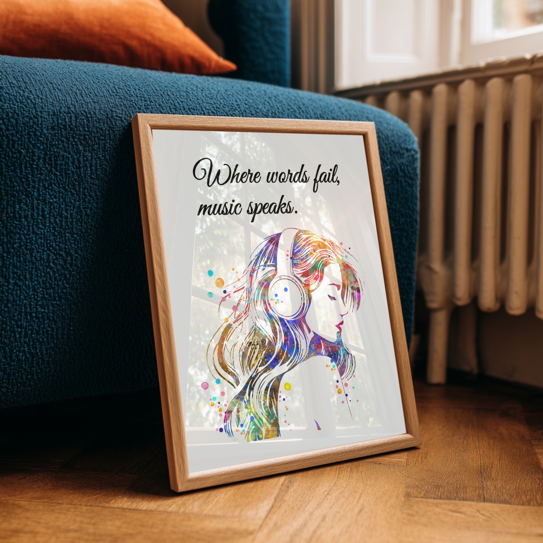 Dignovel Studios Unframed Music Girl Woman Inspirational Quote Watercolor Art Print Home Office Musician Home Hanging DN1051 - Image 5