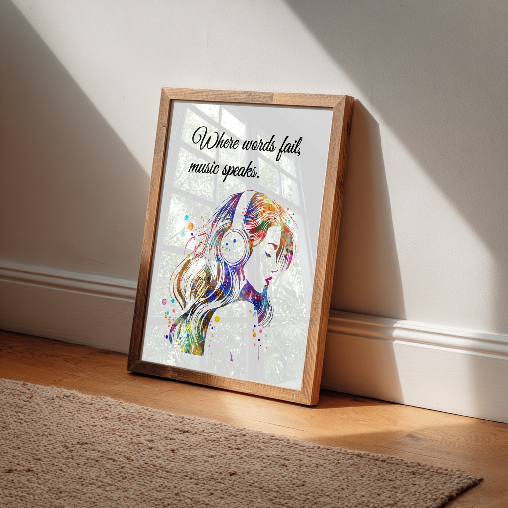 Dignovel Studios Unframed Music Girl Woman Inspirational Quote Watercolor Art Print Home Office Musician Home Hanging DN1051 - Image 7