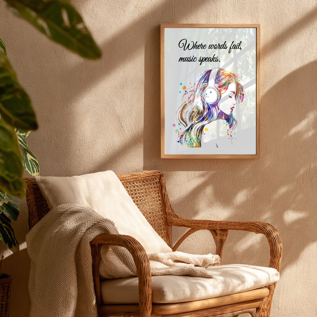 Dignovel Studios Unframed Music Girl Woman Inspirational Quote Watercolor Art Print Home Office Musician Home Hanging DN1051 - Image 8