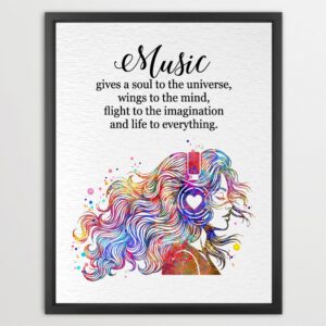Dignovel Studios Unframed Music Girl Woman Inspirational Quote Watercolor Art Print Home Office Musician Lover Home Hanging DN1052