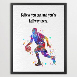 Dignovel Studios Unframed Basketball Player Man Sports Quote Watercolor Art Print Home Office Gym Wall Decor Home Hanging DN1053