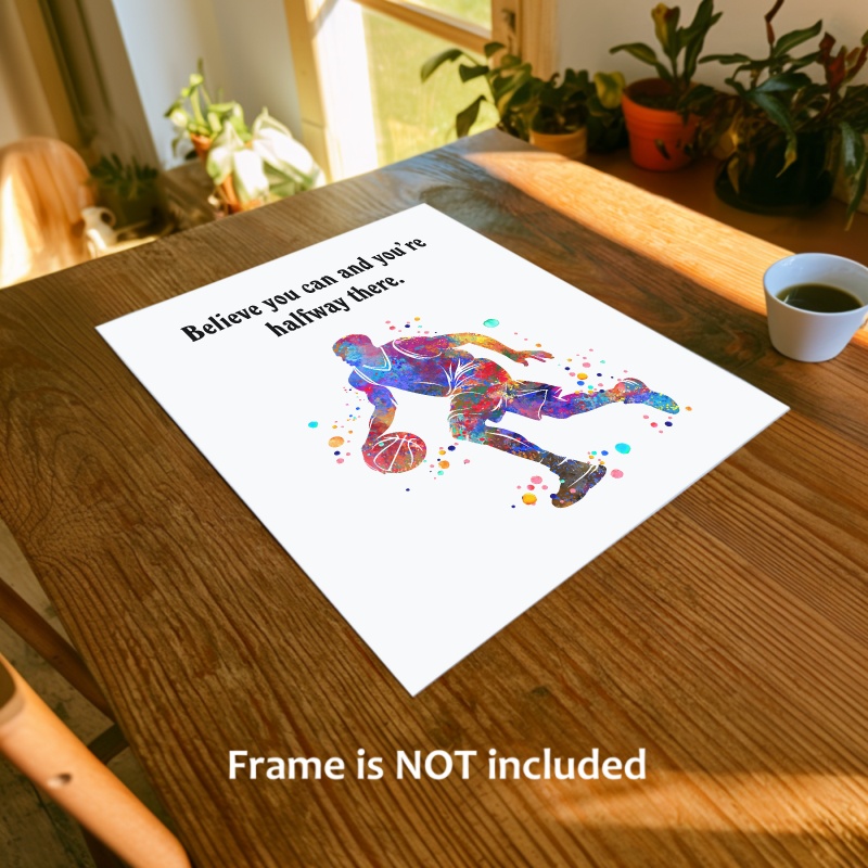 Dignovel Studios Unframed Basketball Player Man Sports Quote Watercolor Art Print Home Office Gym Wall Decor Home Hanging DN1053 - Image 2