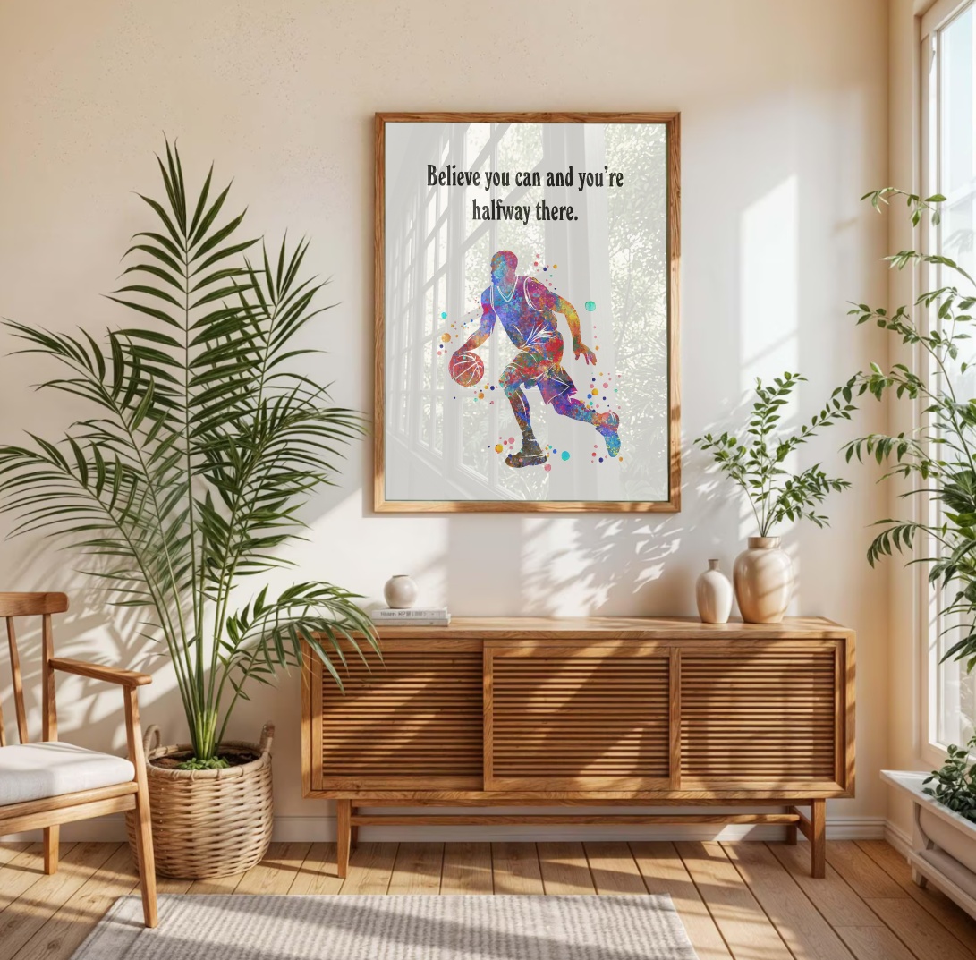 Dignovel Studios Unframed Basketball Player Man Sports Quote Watercolor Art Print Home Office Gym Wall Decor Home Hanging DN1053 - Image 4