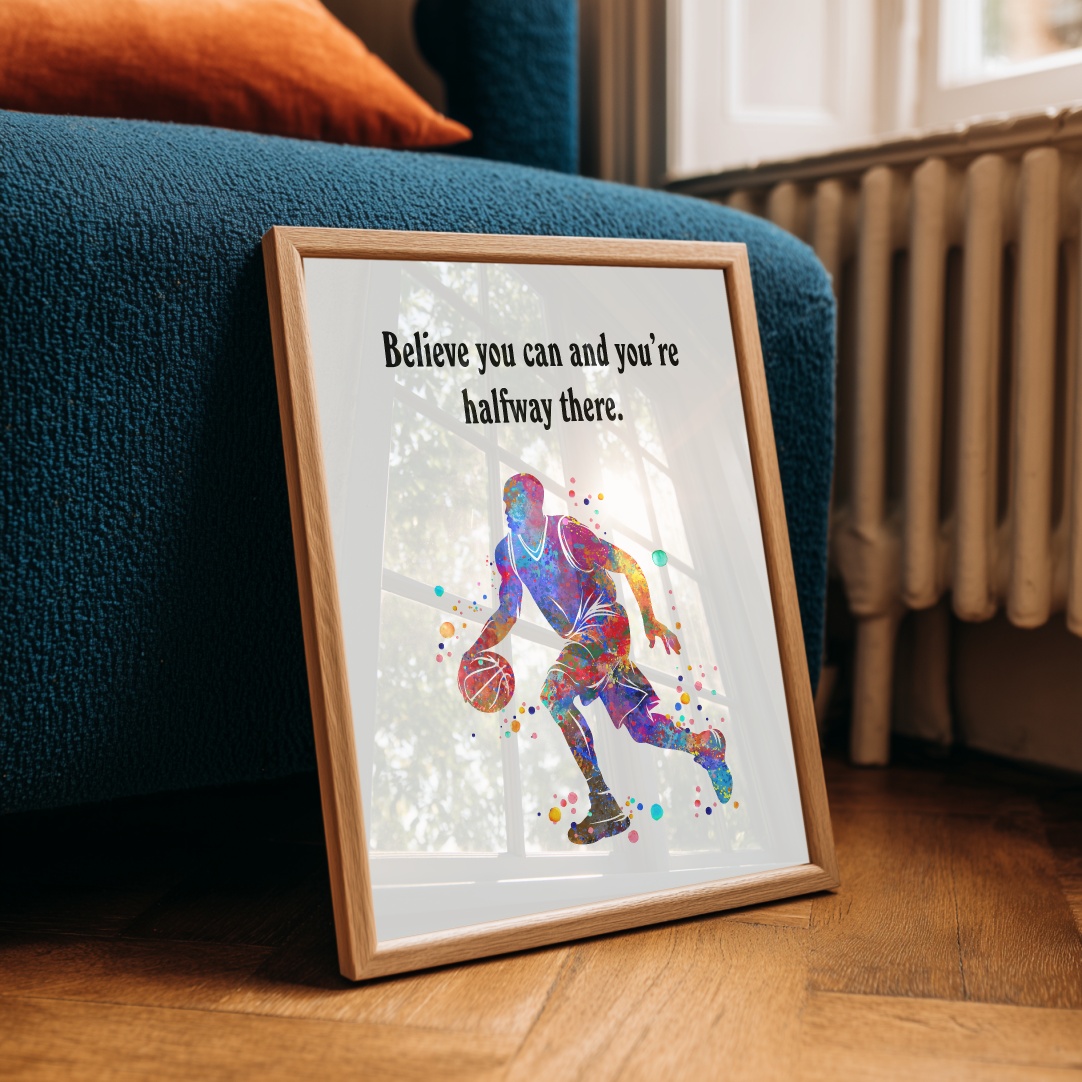 Dignovel Studios Unframed Basketball Player Man Sports Quote Watercolor Art Print Home Office Gym Wall Decor Home Hanging DN1053 - Image 5