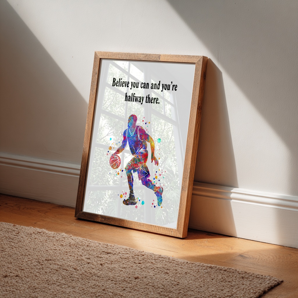 Dignovel Studios Unframed Basketball Player Man Sports Quote Watercolor Art Print Home Office Gym Wall Decor Home Hanging DN1053 - Image 7