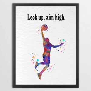 Dignovel Studios Unframed Basketball Player Boy Sports Quote Watercolor Art Print Home Office Gym Wall Decor Home Hanging DN1054