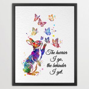 Dignovel Studios Unframed Rabbit and Butterflies Quote Watercolor Art Print Inspirational Home Office Living Room Wall Decor Home Hanging DN1055