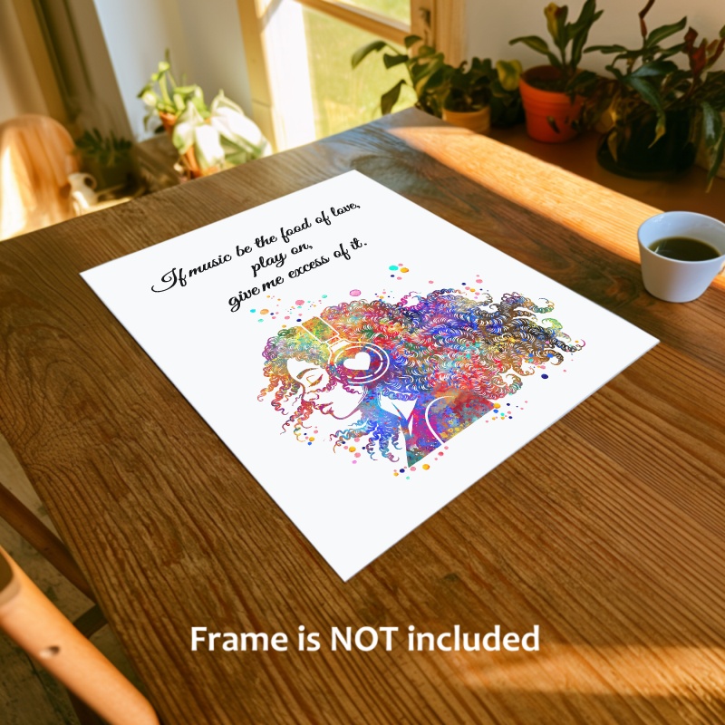 Dignovel Studios Unframed Music Girl Woman Inspirational Quote Watercolor Art Print Home Office Musician Home Hanging DN1056 - Image 2