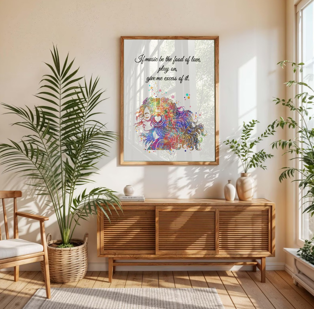 Dignovel Studios Unframed Music Girl Woman Inspirational Quote Watercolor Art Print Home Office Musician Home Hanging DN1056 - Image 4