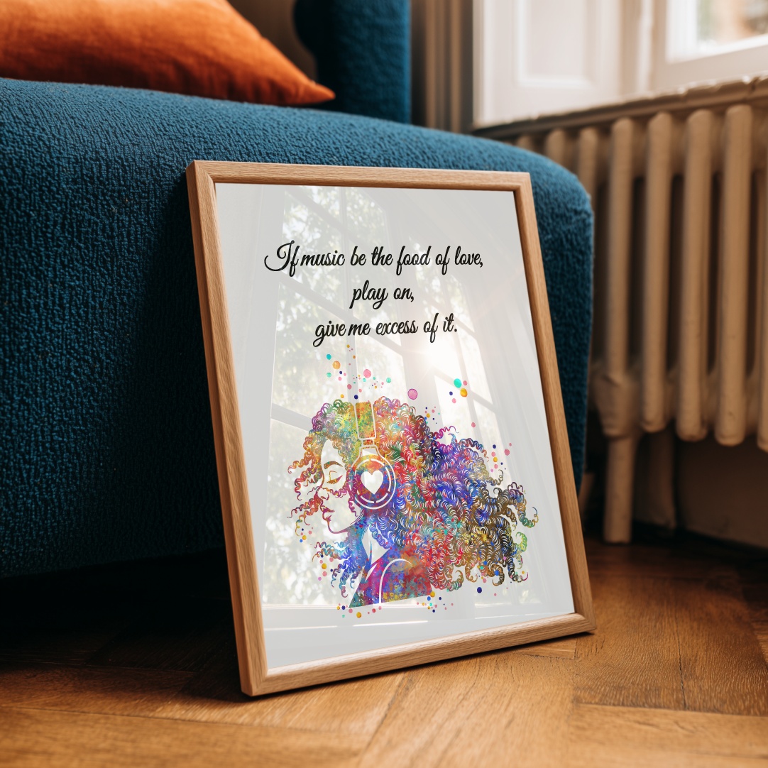 Dignovel Studios Unframed Music Girl Woman Inspirational Quote Watercolor Art Print Home Office Musician Home Hanging DN1056 - Image 5