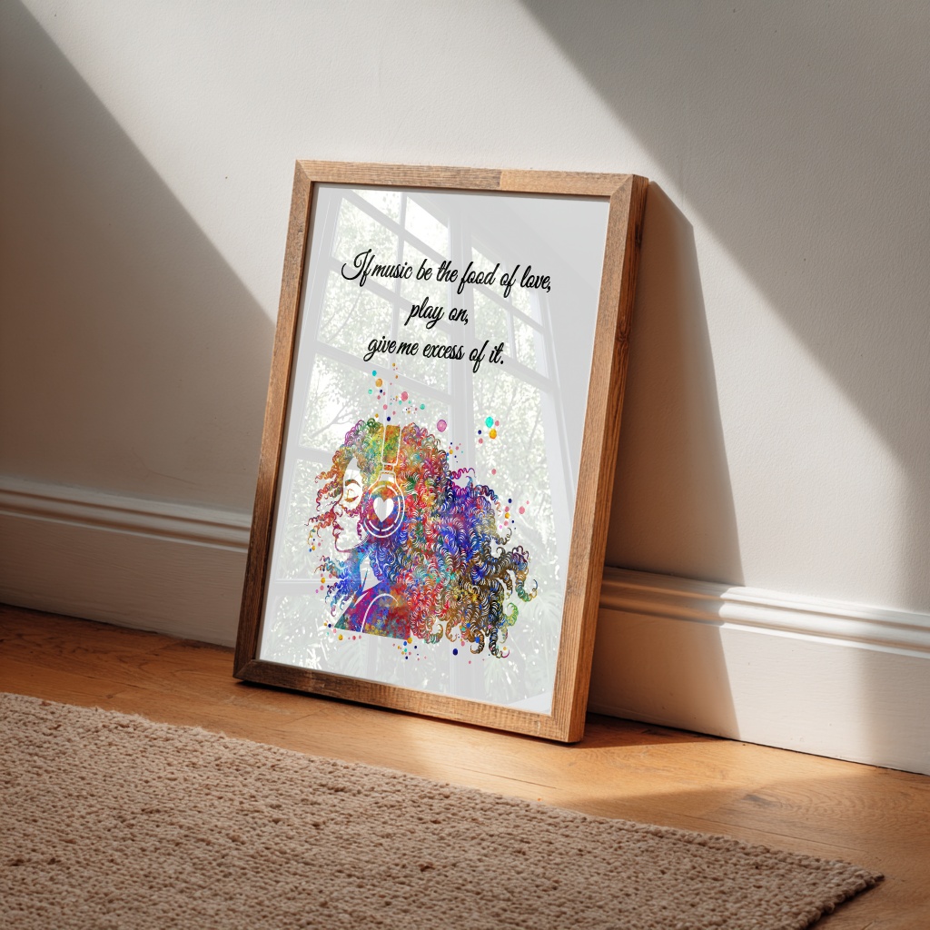 Dignovel Studios Unframed Music Girl Woman Inspirational Quote Watercolor Art Print Home Office Musician Home Hanging DN1056 - Image 7