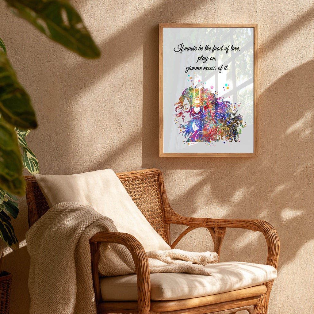 Dignovel Studios Unframed Music Girl Woman Inspirational Quote Watercolor Art Print Home Office Musician Home Hanging DN1056 - Image 8