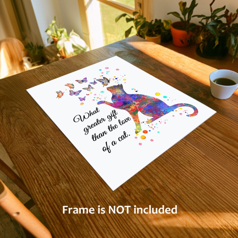 Dignovel Studios Unframed Cat and Butterflies Pet Love Watercolor Art Print Family Animal Clinic Home Office Wall Decor Home Hanging DN1057 - Image 2
