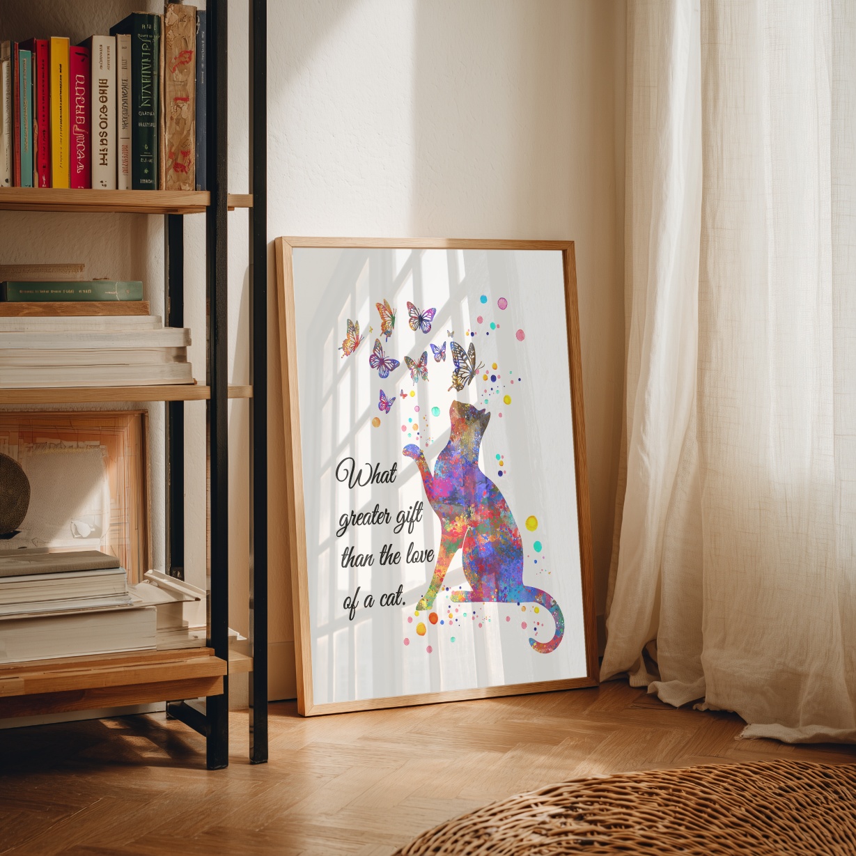 Dignovel Studios Unframed Cat and Butterflies Pet Love Watercolor Art Print Family Animal Clinic Home Office Wall Decor Home Hanging DN1057 - Image 3