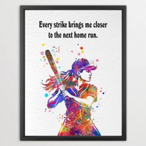 Dignovel Studios Unframed Baseball Softball Girl Sports Quote Watercolor Art Print Inspirational School Gym Home Office Wall Decor Home Hanging DN1058