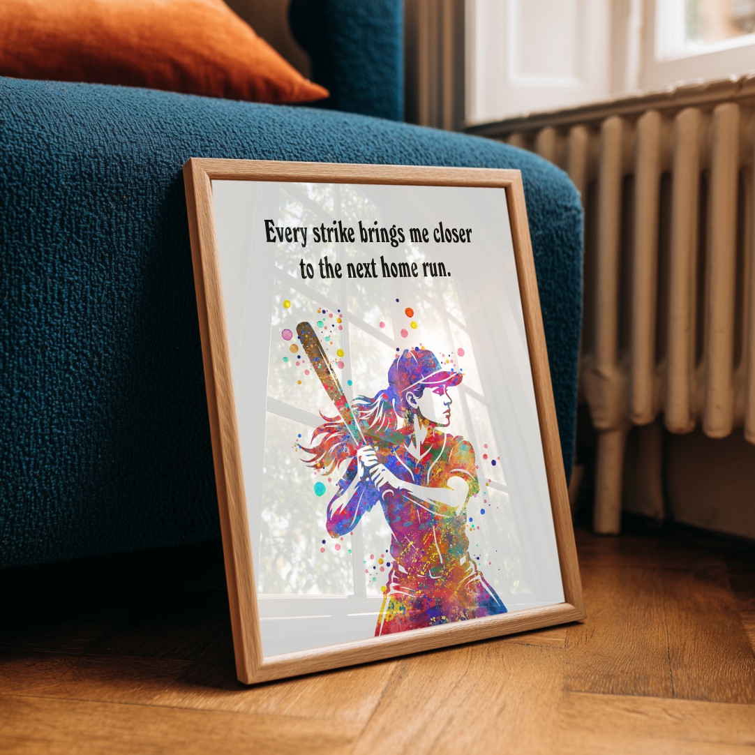 Dignovel Studios Unframed Baseball Softball Girl Sports Quote Watercolor Art Print Inspirational School Gym Home Office Wall Decor Home Hanging DN1058 - Image 5