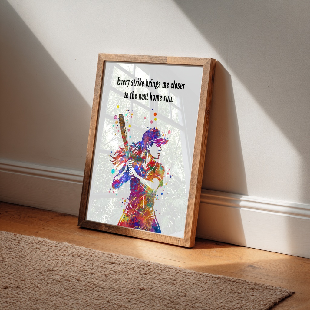 Dignovel Studios Unframed Baseball Softball Girl Sports Quote Watercolor Art Print Inspirational School Gym Home Office Wall Decor Home Hanging DN1058 - Image 7