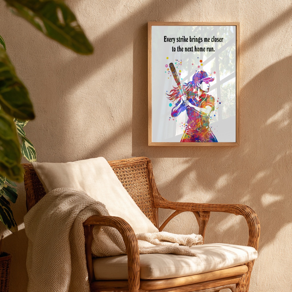 Dignovel Studios Unframed Baseball Softball Girl Sports Quote Watercolor Art Print Inspirational School Gym Home Office Wall Decor Home Hanging DN1058 - Image 8