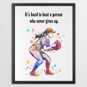 Dignovel Studios Unframed Baseball Softball Pitcher Girl Sports Watercolor Art Print Inspirational School Gym Home Office Wall Decor Home Hanging DN1059