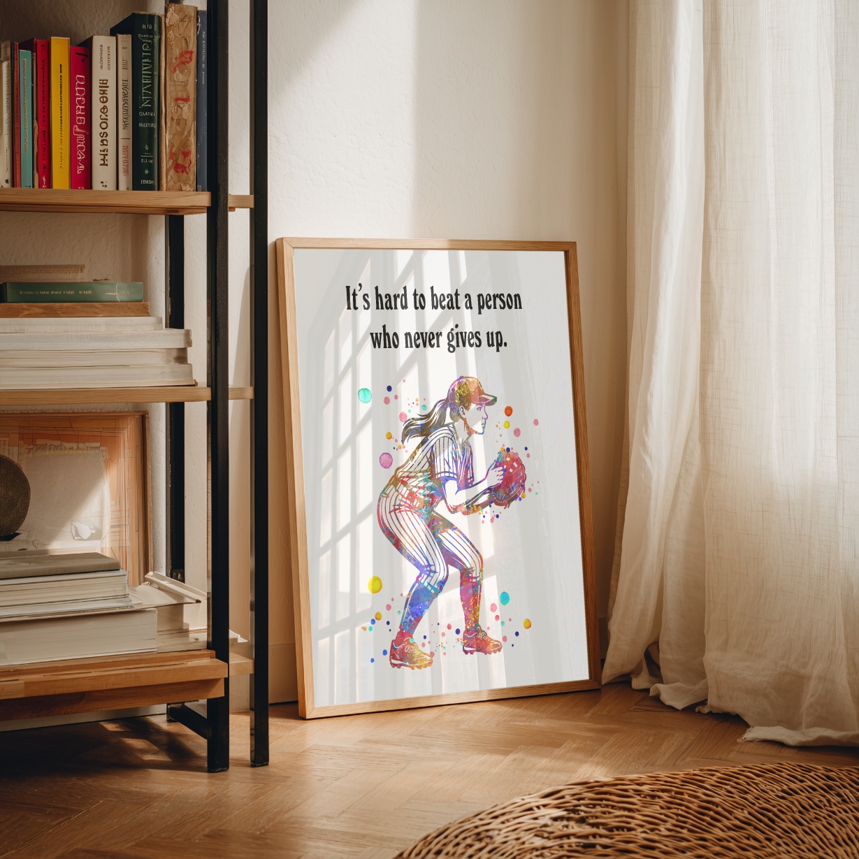 Dignovel Studios Unframed Baseball Softball Pitcher Girl Sports Watercolor Art Print Inspirational School Gym Home Office Wall Decor Home Hanging DN1059 - Image 3