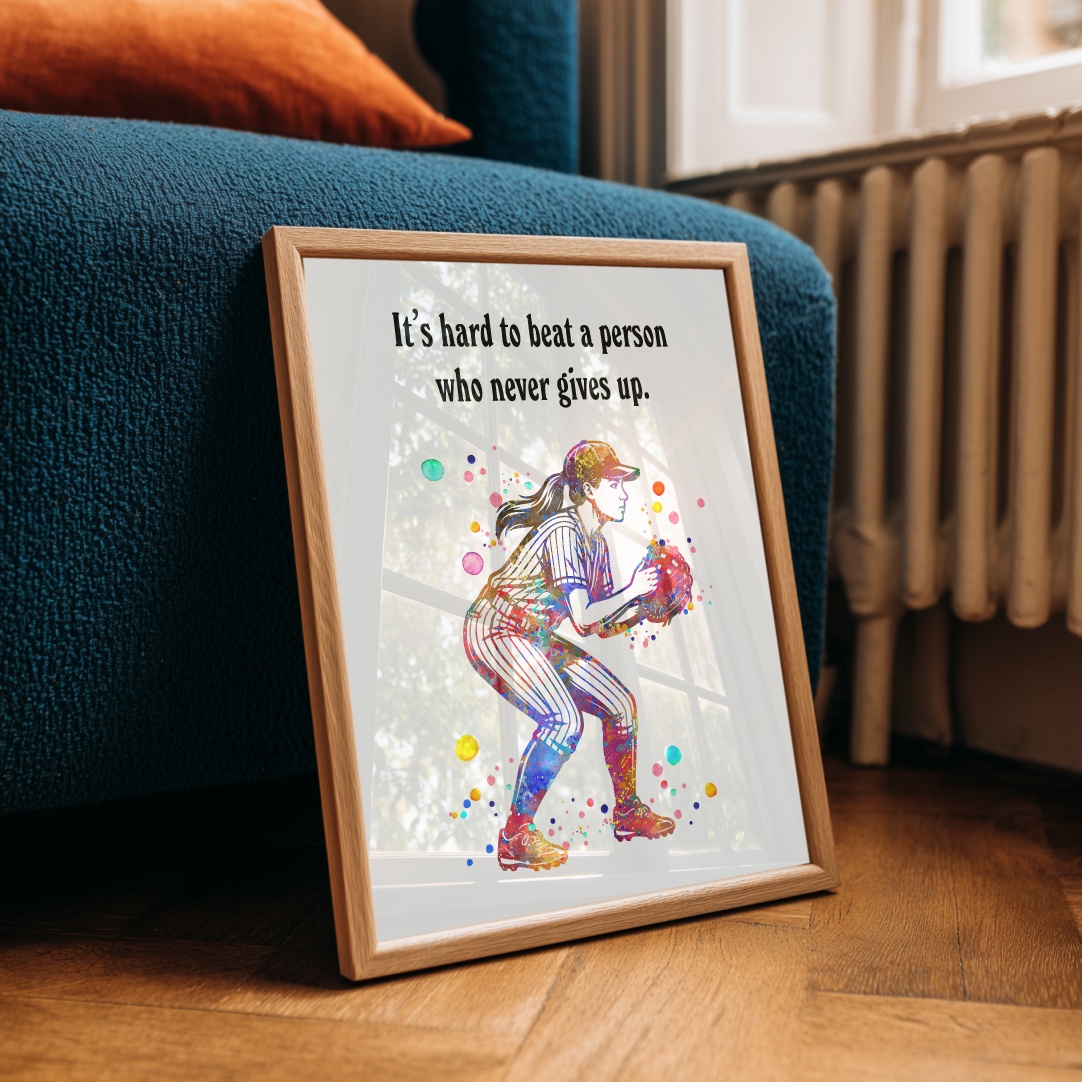 Dignovel Studios Unframed Baseball Softball Pitcher Girl Sports Watercolor Art Print Inspirational School Gym Home Office Wall Decor Home Hanging DN1059 - Image 5