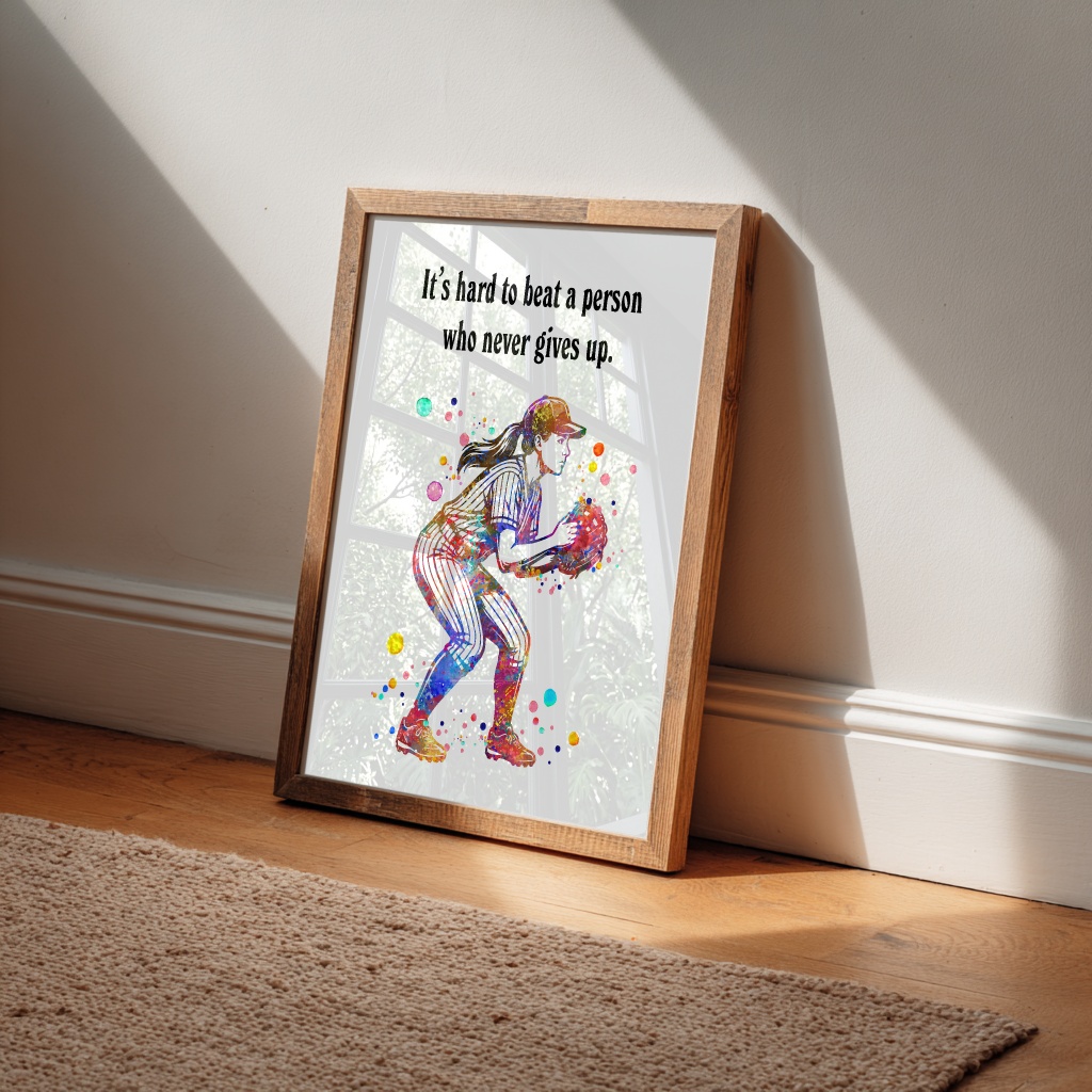 Dignovel Studios Unframed Baseball Softball Pitcher Girl Sports Watercolor Art Print Inspirational School Gym Home Office Wall Decor Home Hanging DN1059 - Image 7