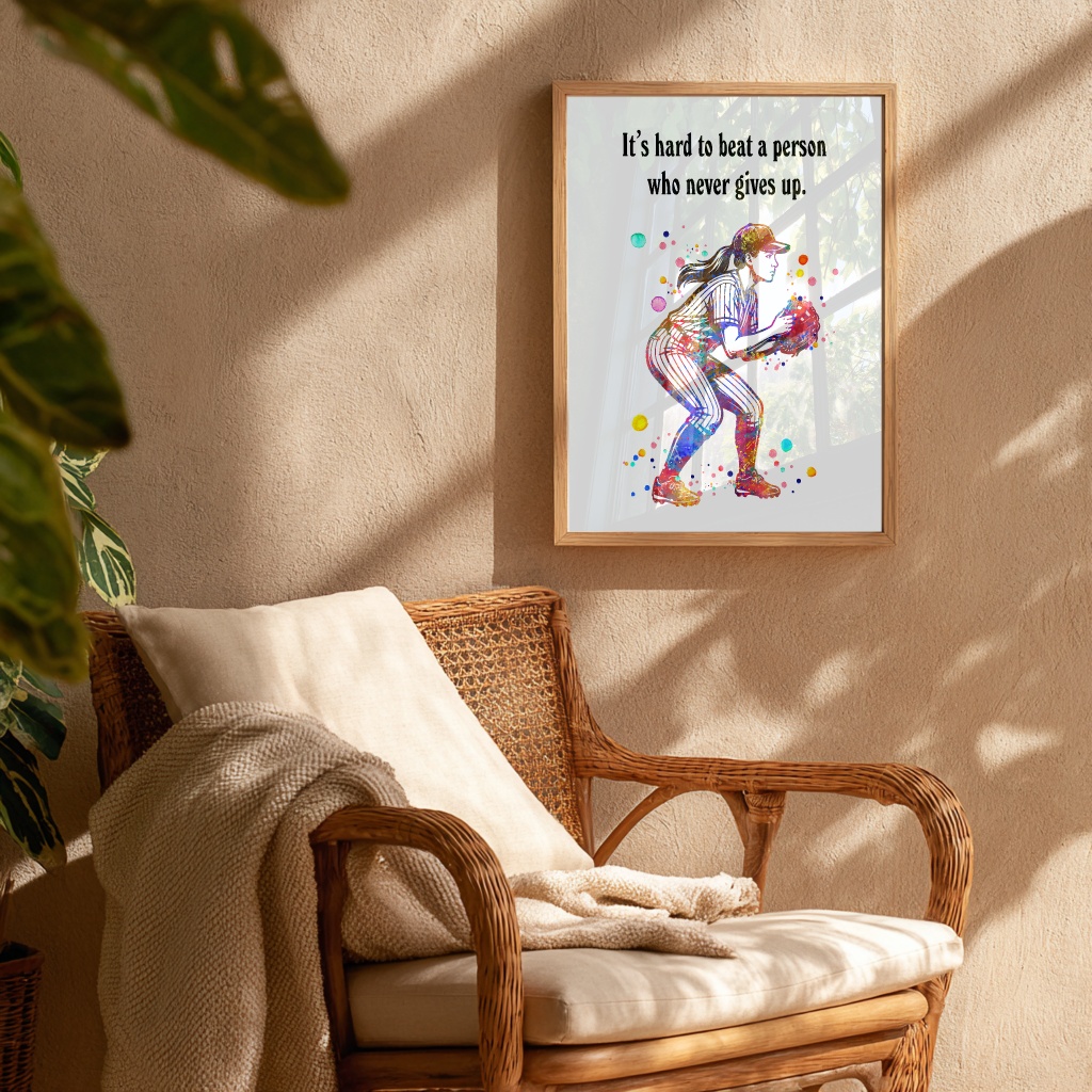 Dignovel Studios Unframed Baseball Softball Pitcher Girl Sports Watercolor Art Print Inspirational School Gym Home Office Wall Decor Home Hanging DN1059 - Image 8