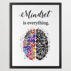 Dignovel Studios Unframed Brain Anatomy Mindset is Everything Watercolor Art Print Inspirational Quote Home Office Wall Decor Home Hanging DN1060